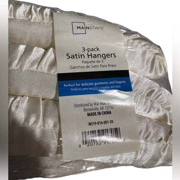 Mainstays Ivory Satin Hangers 3-Pack - Picture 2 of 2